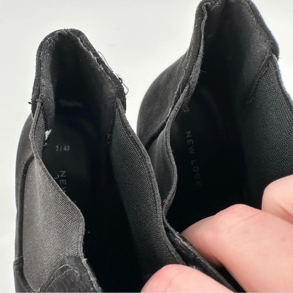 New look womens pointy toe ankle boots size 40 black faux suede stilettos